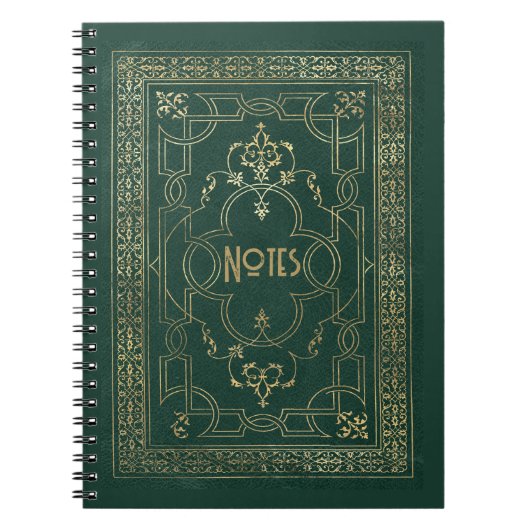Verziertes Green und Gold Frame Notebook Notizblock (Vorderseite)