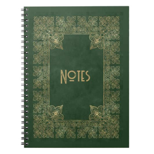 Verziertes Green und Gold Frame Notebook Notizblock (Vorderseite)