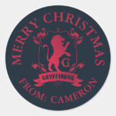 Verziertes GRYFFINDOR™-Wappen | Frohe Weihnachten Runder Aufkleber (Vorderseite)