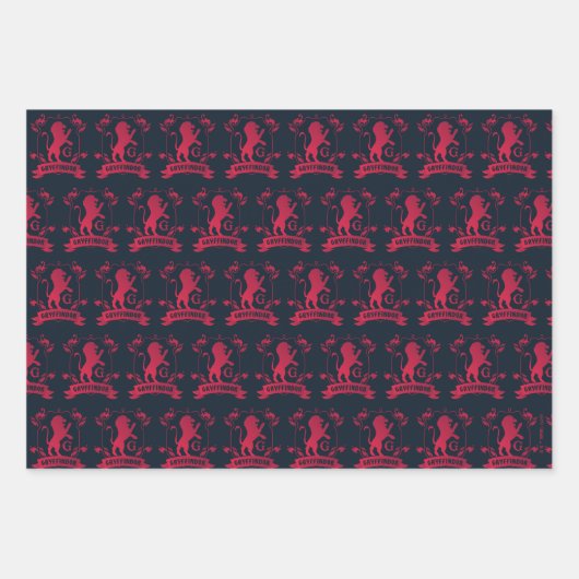 Verziertes GRYFFINDOR™-Wappen Geschenkpapier Set (Vorderseite)