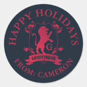 Verziertes GRYFFINDOR™-Wappen | Happy Holidays Runder Aufkleber (Vorderseite)