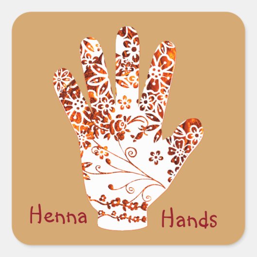 Verziertes Handdesign von Mehndi Henna Quadratischer Aufkleber (Vorderseite)