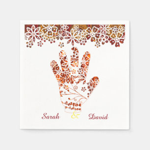 Verziertes Handdesign von Mehndi Henna Serviette