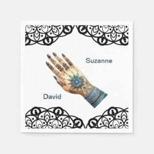 Verziertes Handdesign von Mehndi Henna Serviette