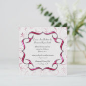 Verziertes, helles Rosa und Silberne Post Einladung (Stehend Vorderseite)