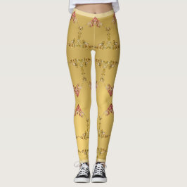 Verziertes Herz am Goldenen Ocker Leggings