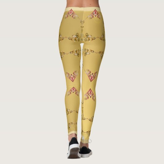 Verziertes Herz am Goldenen Ocker Leggings (Rückseite)