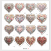 Verziertes Herz Aufkleber (Blatt)