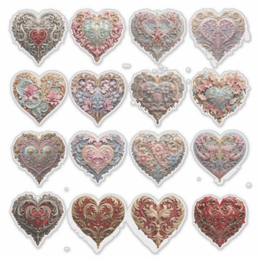Verziertes Herz Aufkleber (Vorderseite)
