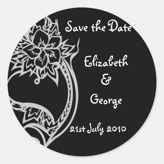 Verziertes Herz Runder Aufkleber (Vorderseite)