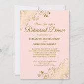 Verziertes Hochzeitsessen in Rosa und Rosa Einladung (Vorderseite)