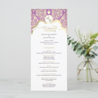 Verziertes Hochzeitsprogramm in Rosa und Gold Programm
