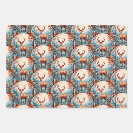 Verziertes Holz Weihnachten Geschenkpapier Set (Vorderseite 3)