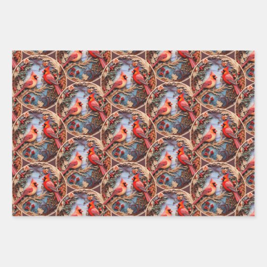 Verziertes Holz Weihnachten Geschenkpapier Set (Vorderseite)