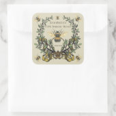 Verziertes Honey-Label personalisieren Quadratischer Aufkleber (Tasche)