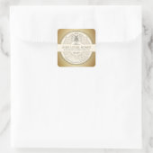 Verziertes Honigetikett mit goldener Note Quadratischer Aufkleber (Tasche)