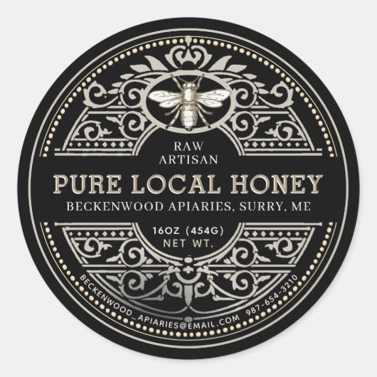 Verziertes Honigetikett Runder Aufkleber (Vorderseite)