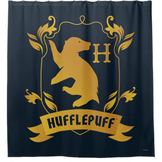 Verziertes HUFFLEPUFF™-Wappen Duschvorhang (Vorderseite)