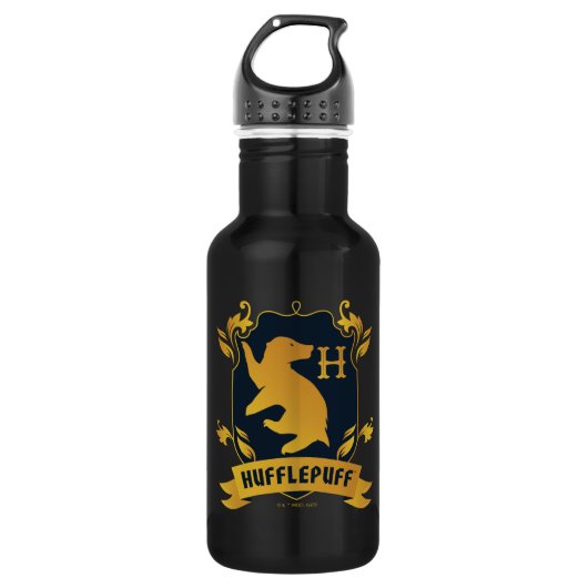 Verziertes HUFFLEPUFF™-Wappen Edelstahlflasche (Vorderseite)