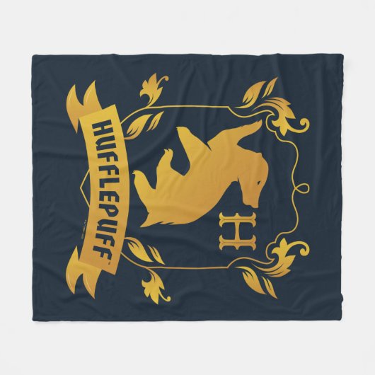 Verziertes HUFFLEPUFF™-Wappen Fleecedecke (Vorderseite (Horizontal))