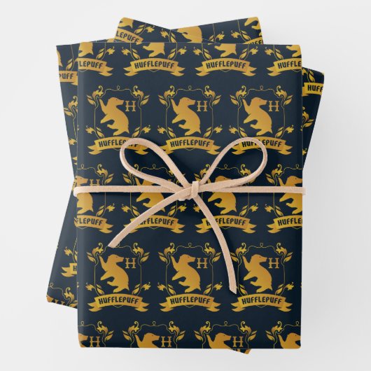 Verziertes HUFFLEPUFF™-Wappen Geschenkpapier Set (Beispiel)