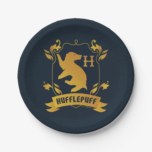 Verziertes HUFFLEPUFF™-Wappen Pappteller (Vorderseite)
