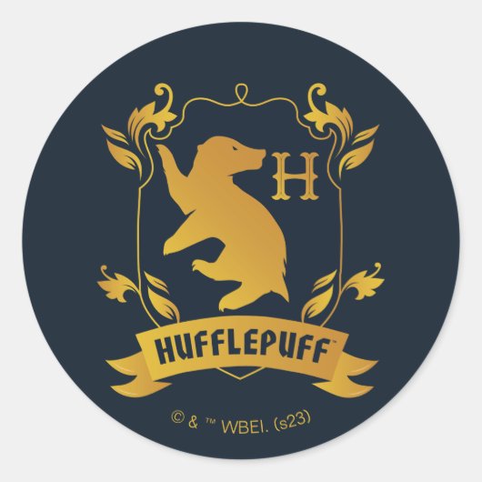 Verziertes HUFFLEPUFF™-Wappen Runder Aufkleber (Vorderseite)
