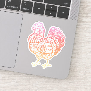 Verziertes Huhn Lineart Aufkleber