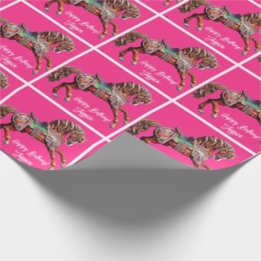 Verziertes Karussellpferd Geschenkpapier (Ecke)