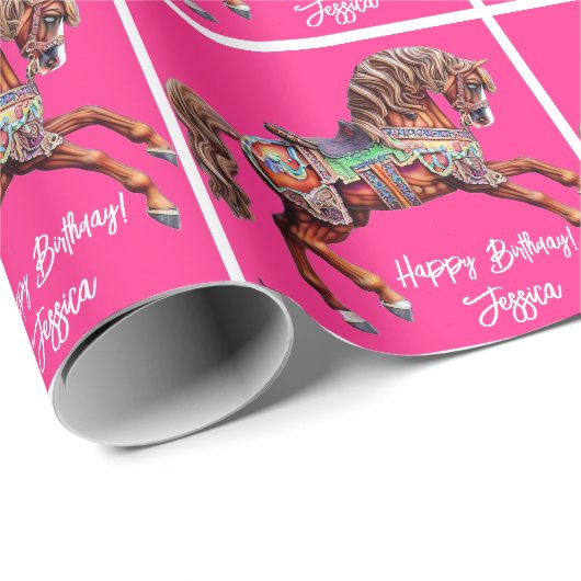 Verziertes Karussellpferd Geschenkpapier (Rolleneckpunkt)