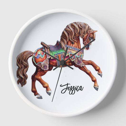 Verziertes Karussellpferd Uhr (Vorderseite)