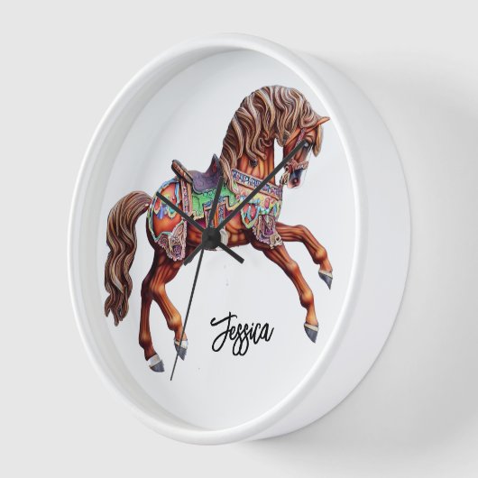 Verziertes Karussellpferd Uhr (Winkel)