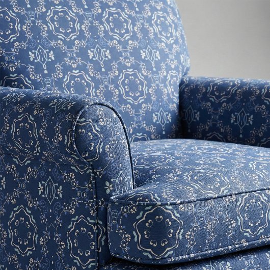 Verziertes klassisches Blaues und weißes Mittelmee Stoff