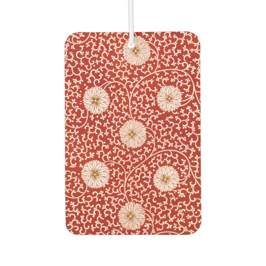 Verziertes klassisches Muster mit roter Blume Autolufterfrischer (Vorderseite)