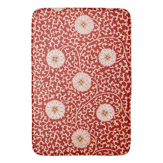 Verziertes klassisches Muster mit roter Blume Badematte (Vorderseite Vertikal)