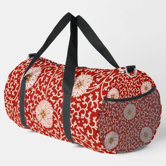 Verziertes klassisches Muster mit roter Blume Duffle Bag (Rechte Ecke)