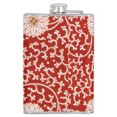 Verziertes klassisches Muster mit roter Blume Flachmann (Rückseite)