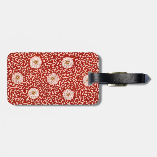 Verziertes klassisches Muster mit roter Blume Gepäckanhänger (Rückseite horizontal)