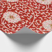 Verziertes klassisches Muster mit roter Blume Geschenkpapier (Ecke)