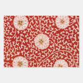 Verziertes klassisches Muster mit roter Blume Geschenkpapier Set (Vorderseite)