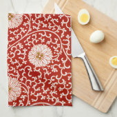 Verziertes klassisches Muster mit roter Blume Geschirrtuch (Viertel Falte)