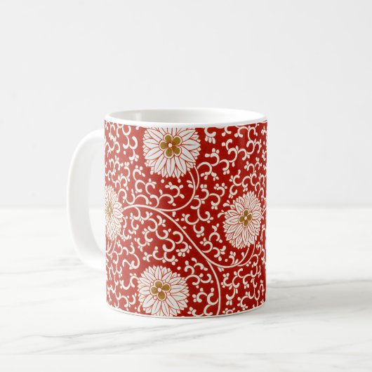Verziertes klassisches Muster mit roter Blume Kaffeetasse (Vorderseite Links)