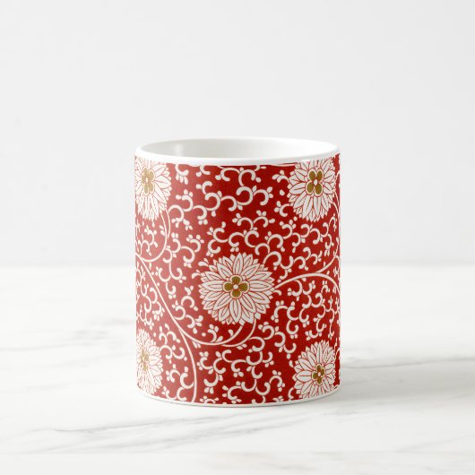 Verziertes klassisches Muster mit roter Blume Kaffeetasse (Mittel)