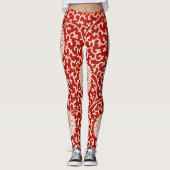 Verziertes klassisches Muster mit roter Blume Leggings (Vorderseite)