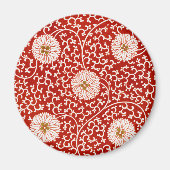 Verziertes klassisches Muster mit roter Blume Magnet (Vorne)