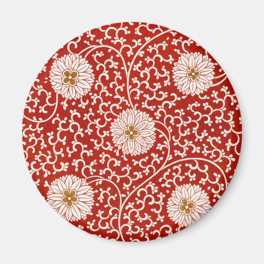 Verziertes klassisches Muster mit roter Blume Magnet (Vorne)