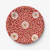 Verziertes klassisches Muster mit roter Blume Pappteller (Vorderseite)