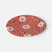 Verziertes klassisches Muster mit roter Blume Pappteller (Schrägansicht)