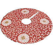 Verziertes klassisches Muster mit roter Blume Polyester Weihnachtsbaumdecke (Schrägansicht)