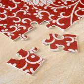 Verziertes klassisches Muster mit roter Blume Puzzle (Seite)
